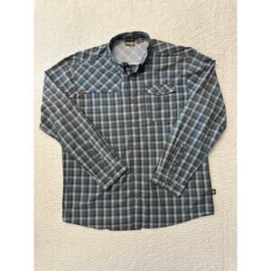 Howler Brothers Blue and Gray Plaid Casual Button Down Shirt